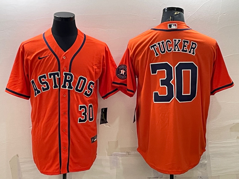 Men's Houston Astros #30 Kyle Tucker Orange With Patch Cool Base Stitched Jersey Men's Houston Astros #30 Kyle Tucker Orange With Patch Cool Base Stitched Jersey